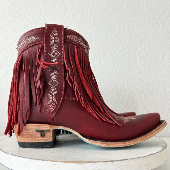 Lane SENITA FALLS Womens Cowboy Bootie 6.5 Red Fringe Western Cowgirl Boots - Picture 2 of 11